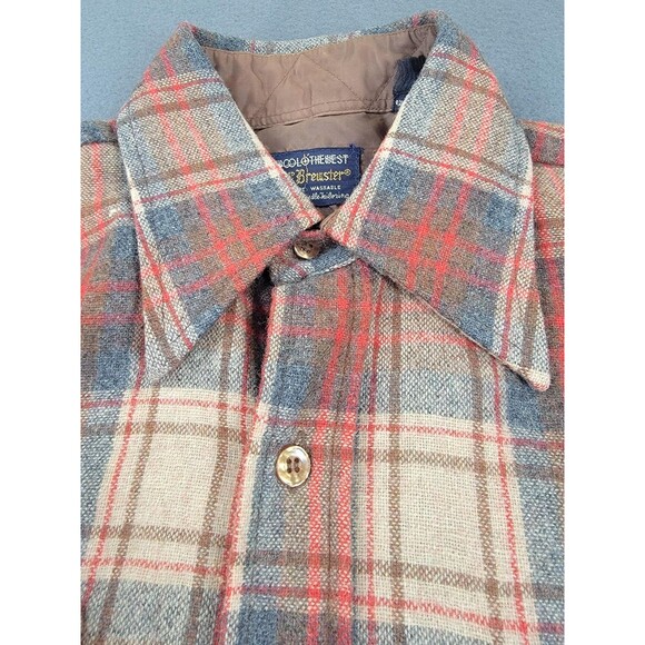 Vintage Brewster Wool Of The West Shirt Mens M Plaid Lined Western READ 80s - Picture 4 of 15